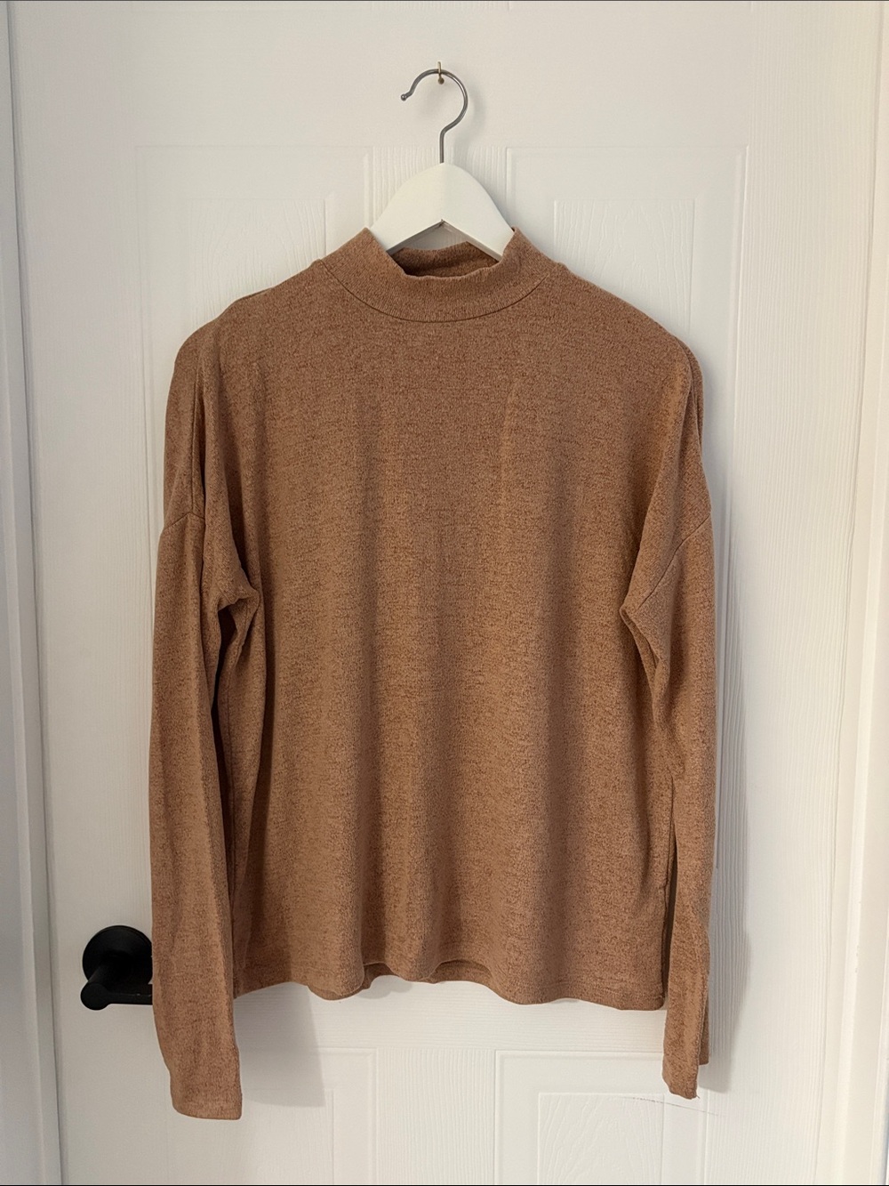 twik Camel Mock Neck Lightweight Sweater